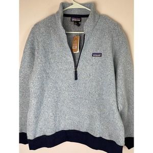 Patagonia Woolyester Fleece Pullover Jacket Light Blue Powder Womens Sz L